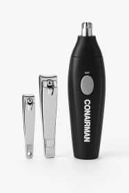 Nose & Ear Trimmer Kit 4 Piece Grooming Set with Nail Clippers and Storage Pouch