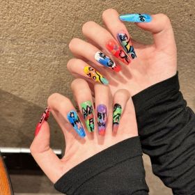 Graffiti Oil Painting Series Removable Fake Nails Wear Armor (Option: 2210 Super Long Ladder-Medium M)