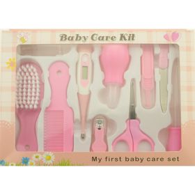 Maternal and Infant Thermometer Feeding Nasal Nasal Care 10 Piece Set Baby Manicure Clamp Nail Clipper Set (Option: Pink)
