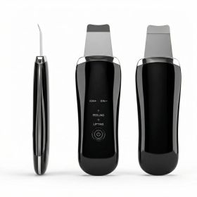 Electric Ultrasonic Skin Scrubber Face Spatula Home Ultrasonic Skin Scrubber Facial Cleaner Handheld Mini Derma Galvanica Tightening Face Scrubbe (Option: Black)