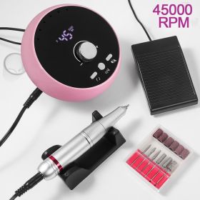 45000RPM Professional Electric Nail Drill Manicure Machine Low Noise Nails Sander Set Portable Nail Drill Tools, Used For Sanding And Polishing, (Option: Pink)