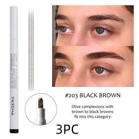 New Long Lasting Ultra-Fine Four-Comb Eyebrow Pencil (Option: 3 pcs Brown)
