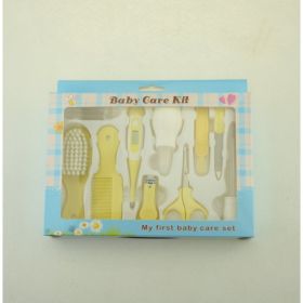Maternal and Infant Thermometer Feeding Nasal Nasal Care 10 Piece Set Baby Manicure Clamp Nail Clipper Set (Option: Yellow blue)