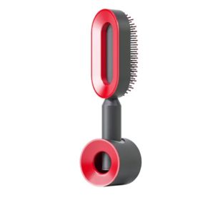 Self Cleaning Hair Brush For Women One-key Cleaning Hair Loss Airbag Massage Scalp Comb Anti-Static Hairbrush (Option: Hollowed out red suit)