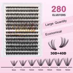 DIY Lash Extension Kit 280pcs Individual Lash Clusters D Curl 30D 40D Thick Volume Eyelash Clusters 0.07D 9-16MM Mixed Length Reusable Soft Natur (Option: 3040D Eyelash)