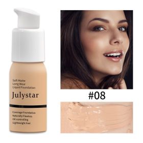 Oil Control Foundation Cream Full Coverage Concealer Long Lasting Waterproof Matte Foundation Makeup No Transfer Flawless Base (Option: 08)