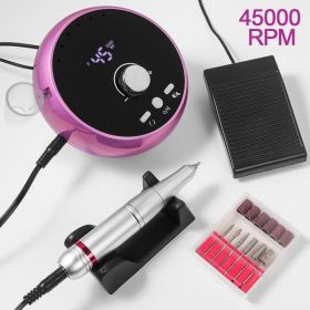 45000RPM Professional Electric Nail Drill Manicure Machine Low Noise Nails Sander Set Portable Nail Drill Tools, Used For Sanding And Polishing, (Option: Purple)