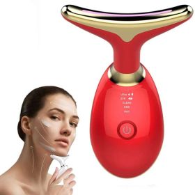 Neck Face Massager Face Sculpting Tool 3 Colour Modes And Vibration For Facial Massager For Double Chin - Red (Option: Defaulttitle)