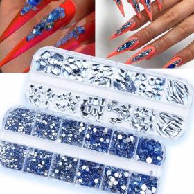 12-grid Water Drop Heart AB Crystal Nail Art Decorations (Option: PH2586 Light Blue-Suit)