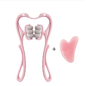 Multifunctional Manual Six-wheel Neck Massager Massage Relieve Roller Massage Tool (Option: Pink6 rollers suit)