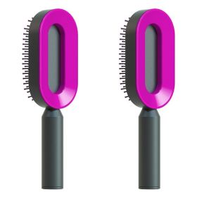 Self Cleaning Hair Brush For Women One-key Cleaning Hair Loss Airbag Massage Scalp Comb Anti-Static Hairbrush (Option: Set M)