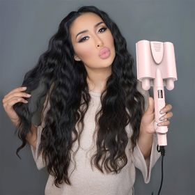 Three Barrel Hair Curling Wands With LCD Temperature Display - Ceramic Tourmaline Triple Barrels; Anion; 60 Minute Timed Shutdown; 17 Gear Temper (Items: Basic Fund 1.25IN)