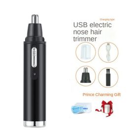 1PC Electric Nose Hair Trimmer USB Rechargeable Ear Nose Hair Trimmer Shaver Razor For Men Hair Removal (Color: black, Items: Nose Hair Trimmer)