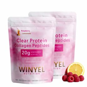 WINYEL Nutrition Clear Protein Collagen Peptides, Raspberry Lemonade, 20g Protein, Zero Sugar, Grass-Fed Whey, 250g (QTY: 2 PCS)