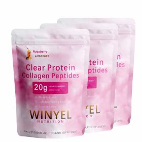 WINYEL Nutrition Clear Protein Collagen Peptides, Raspberry Lemonade, 20g Protein, Zero Sugar, Grass-Fed Whey, 250g (QTY: 3 PCS)