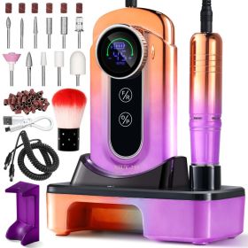 Nail Drill, Portable Electric Nail File 45000RPM, Rechargeable Nail Drill Professional With Bits & Base, For Acrylic Gel Nails, E-File Machine, M (Option: Gold)