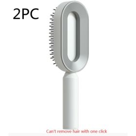 Self Cleaning Hair Brush For Women One-key Cleaning Hair Loss Airbag Massage Scalp Comb Anti-Static Hairbrush (Option: Elegant white 2PC)