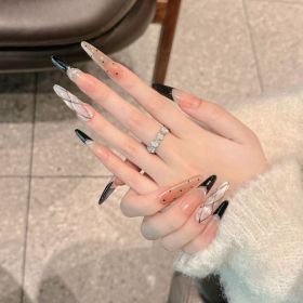 French Black Edge Classic Style Handmade Wearable Manicure (Option: Small Size S-2577 Fine Tip)